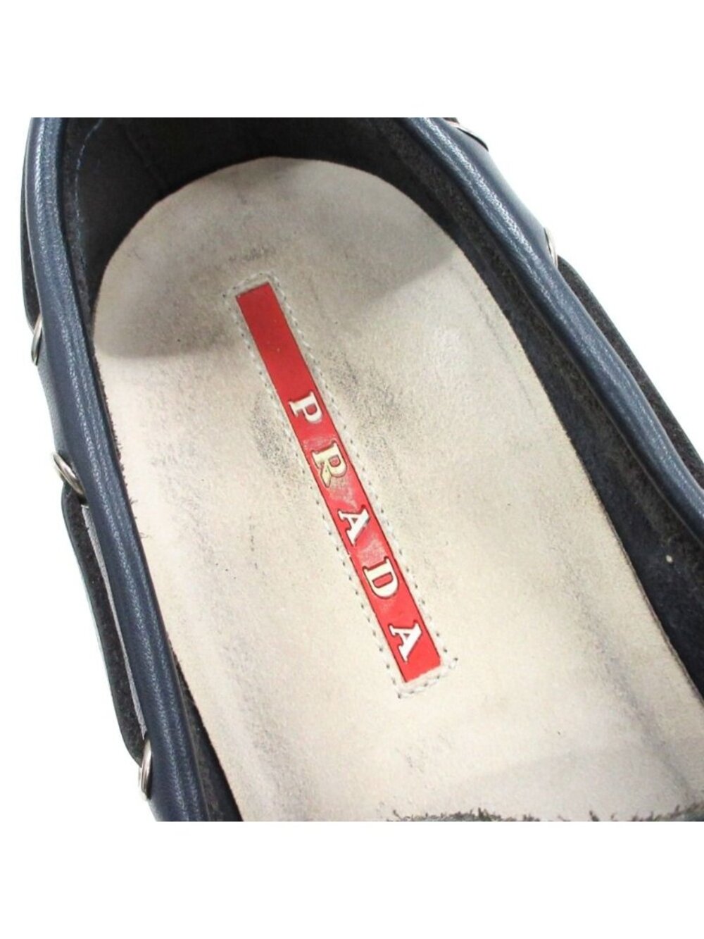 Prada Sport Leather Deck Shoes Vintage 6 Navy - Picture 6 of 7